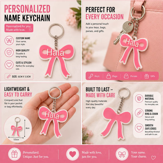 Custom Bow Name Keychain