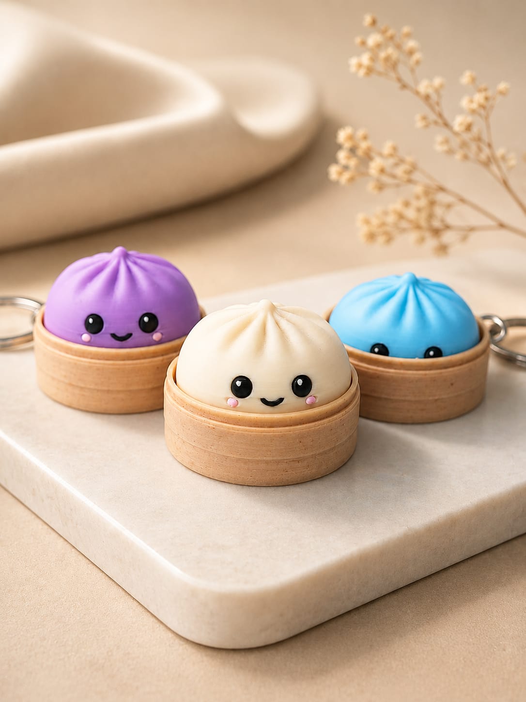 Mini Dumpling Clicker Keychain