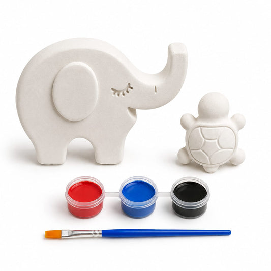 Elephant & Turtle Paint Your Own Plaster Craft Kit | DIY Painting Set for Kids