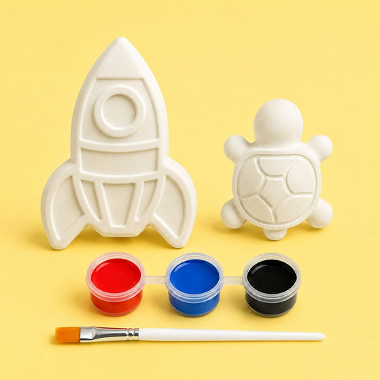 Rocket & Turtle Paint Your Own Plaster Craft Kit | DIY Painting Set for Kids