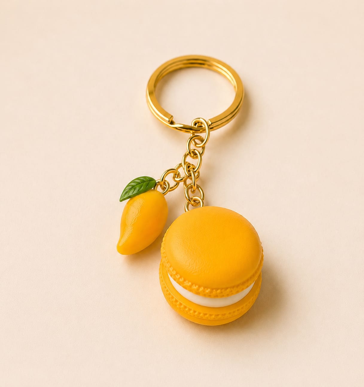 Mango Macaron Charm Keychain